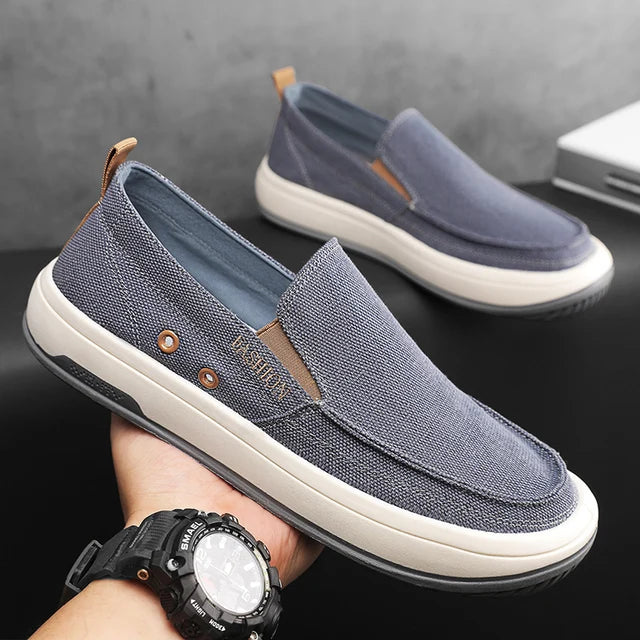 Men's Canvas Denim Slip-On Boots by TrendStoff