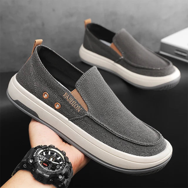 Men's Canvas Denim Slip-On Boots by TrendStoff