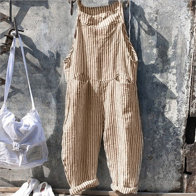 HARPER: Vintage-Style Gestreifter Overalls