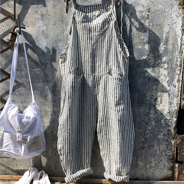HARPER: Vintage-Style Gestreifter Overalls