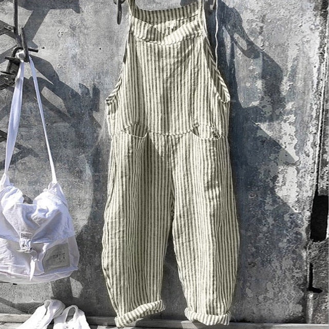 HARPER: Vintage-Style Gestreifter Overalls