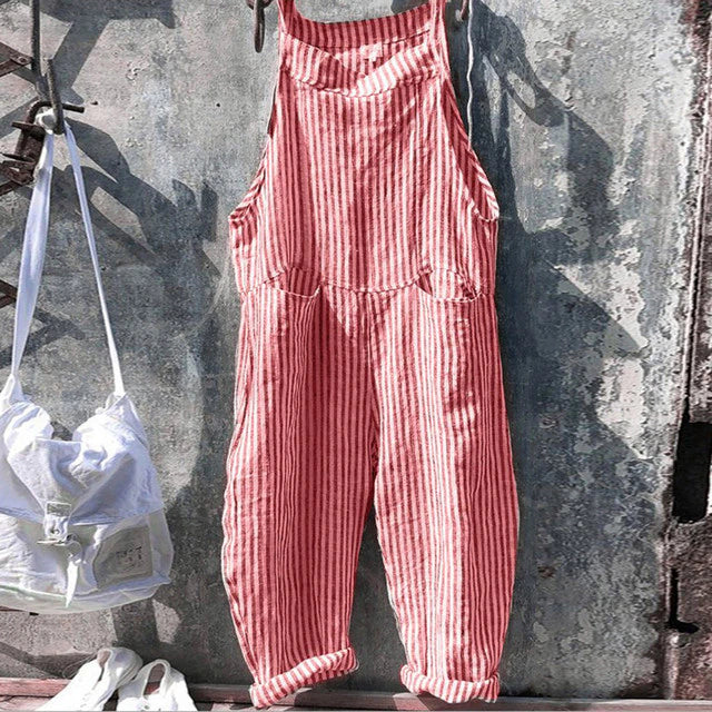 HARPER: Vintage-Style Gestreifter Overalls