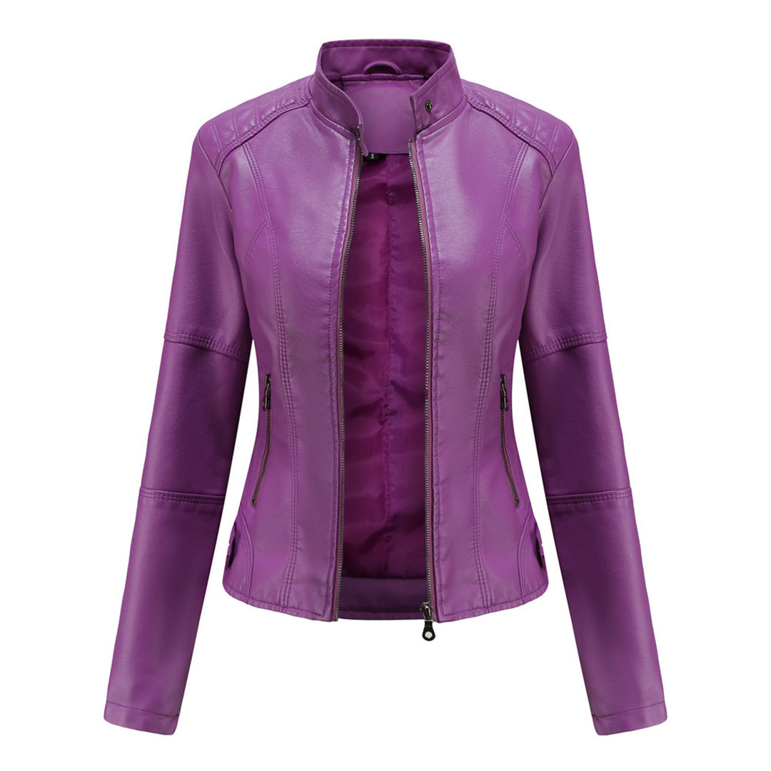 KROHN-E Damen Jacke Modern Strukturiert Asymmetrisch Reißverschluss Schwarz