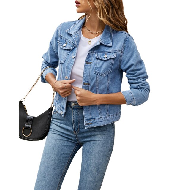 Krohn-e | Jeansjacke Aus Baumwolle mit Warmem Futter Herbst Frauen