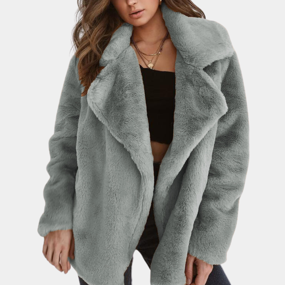 Krohn-e | Warmer Plüsch Wintermantel für Damen