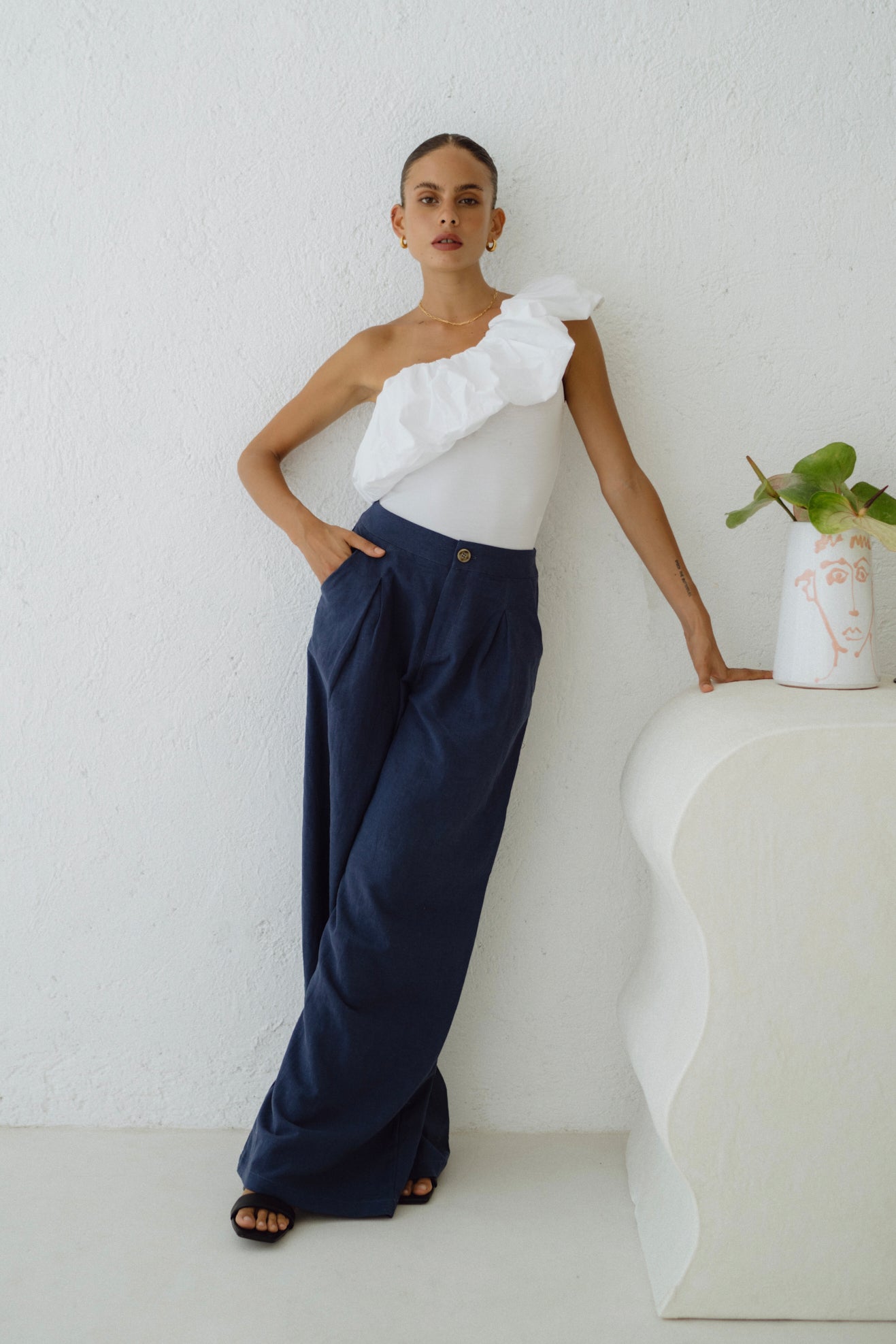 Weite Hose Ava in Marineblau