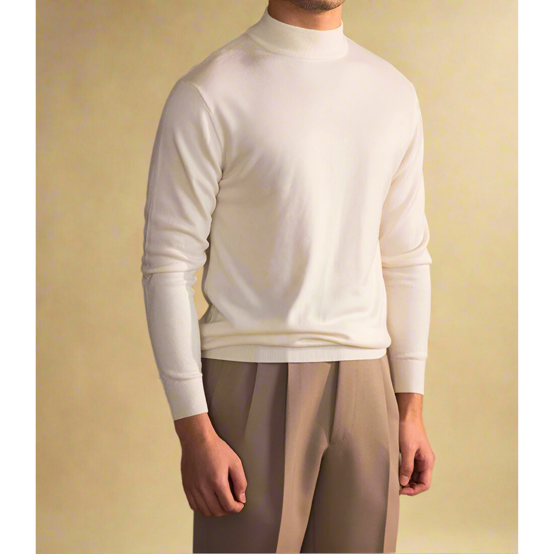 Elegantes Herren-Wollpullover mit Rollkragen in hoher Qualität