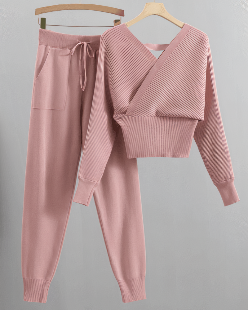 Schulterfreies Strick-Set "Willow" – Top und Hose