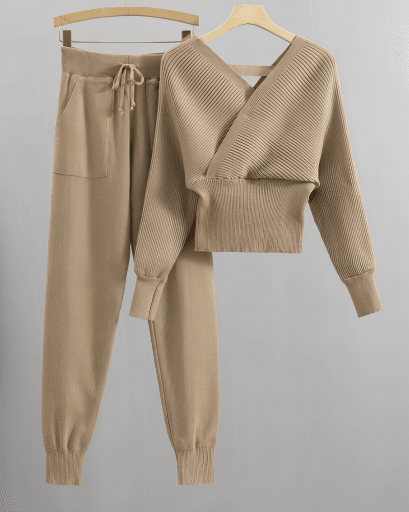 Schulterfreies Strick-Set "Willow" – Top und Hose