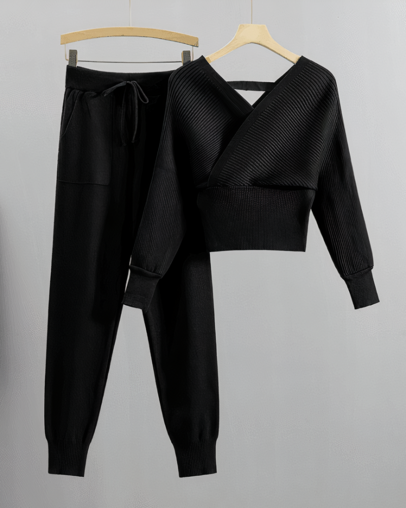 Schulterfreies Strick-Set "Willow" – Top und Hose