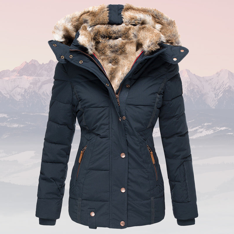 Krohn-e | Winter Warme Fellkragen Kapuzen-Daunenjacke - Isolierte Stilvolle Winterjacke