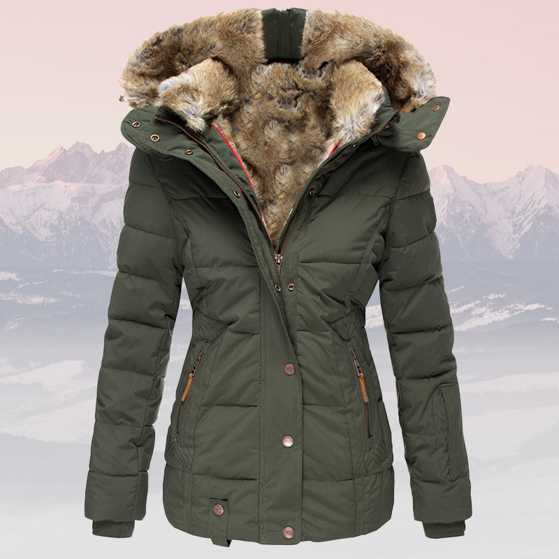 Krohn-e | Winter Warme Fellkragen Kapuzen-Daunenjacke - Isolierte Stilvolle Winterjacke