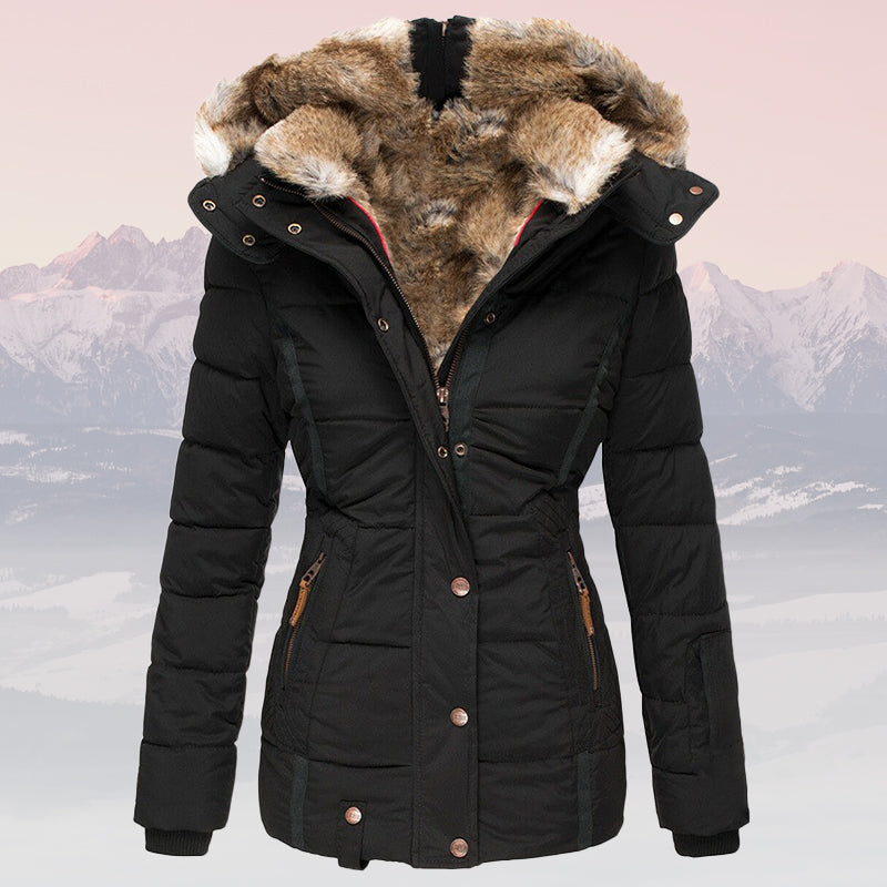 Krohn-e | Winter Warme Fellkragen Kapuzen-Daunenjacke - Isolierte Stilvolle Winterjacke