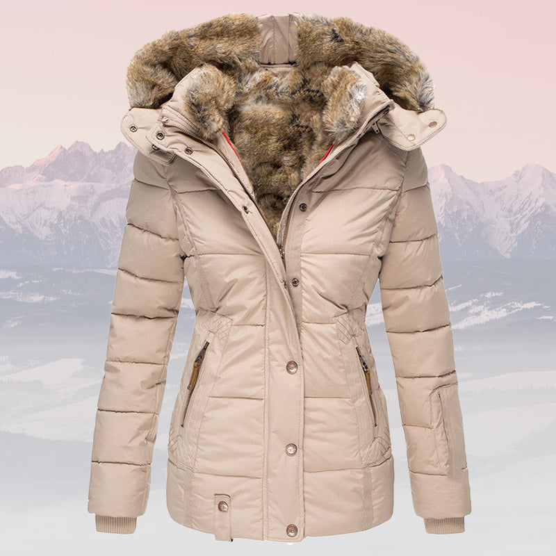Krohn-e | Winter Warme Fellkragen Kapuzen-Daunenjacke - Isolierte Stilvolle Winterjacke