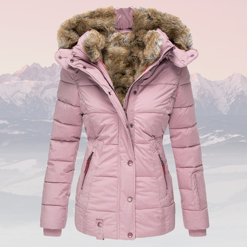 Krohn-e | Winter Warme Fellkragen Kapuzen-Daunenjacke - Isolierte Stilvolle Winterjacke