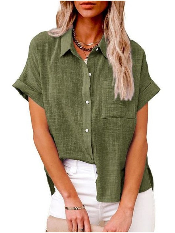 Baumwoll-Leinen Bluse Janice - Hellblau