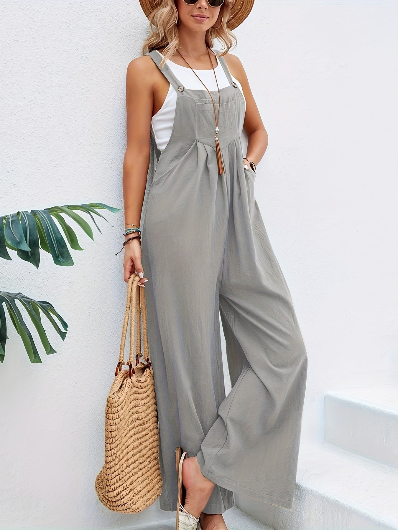 Elegantes Damen-Jumpsuit mit Kreuzrücken und Vordertasche