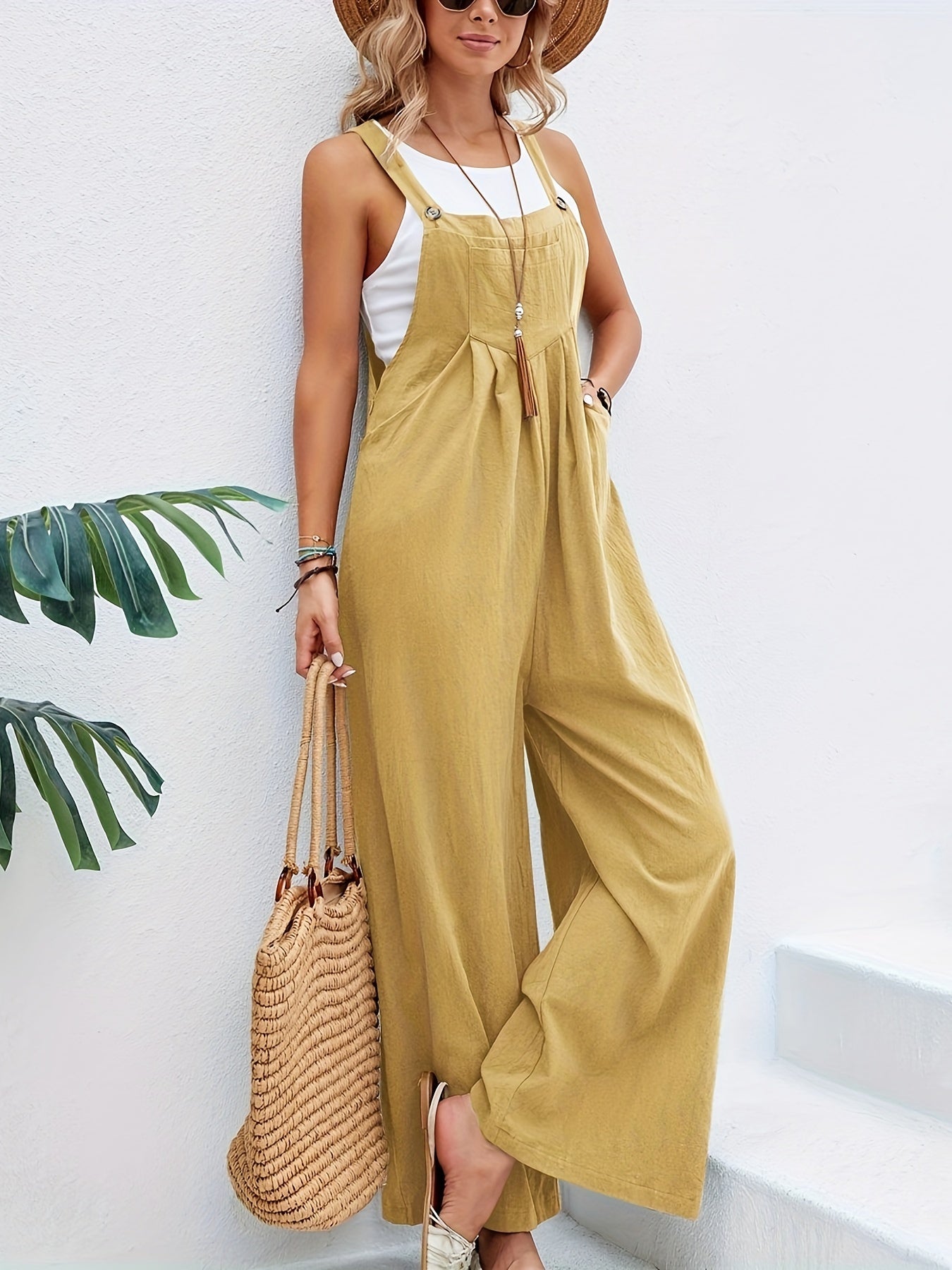 Elegantes Damen-Jumpsuit mit Kreuzrücken und Vordertasche