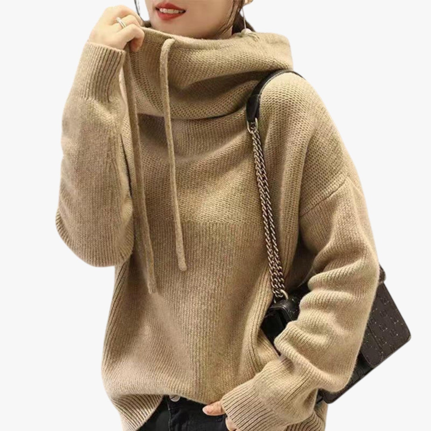 Krohn-e | Oversized Strickpullover mit Hohem Kragen Acryl Warm und Komfortabel
