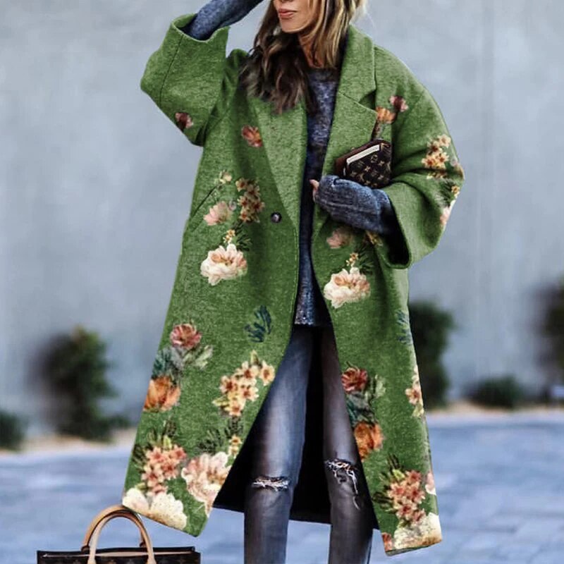 Krohn-e | Eleganter Langer Gedruckter Mantel