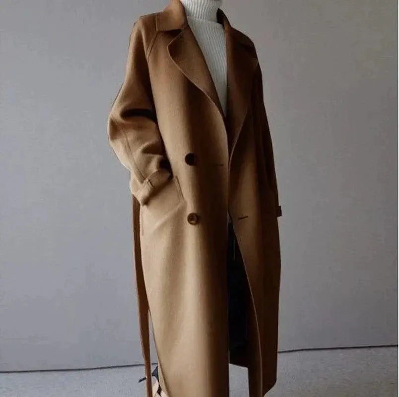 Krohn-e | Luré Langer Wollmantel für Damen