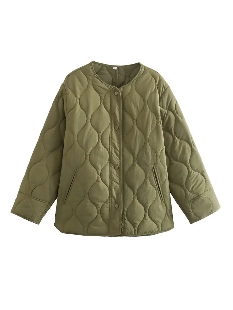 Krohn-e | Oversized Gesteppte Jacke mit Druckknöpfen