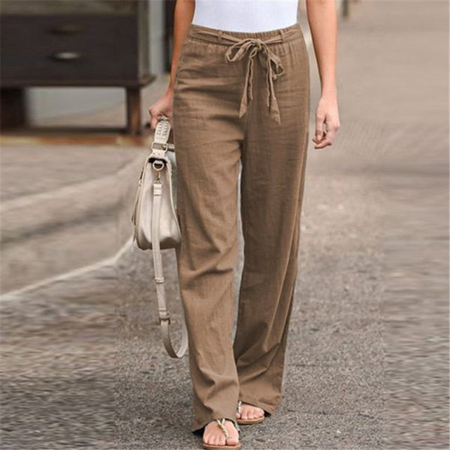Damenhose mit weitem Bein und Kordelzug