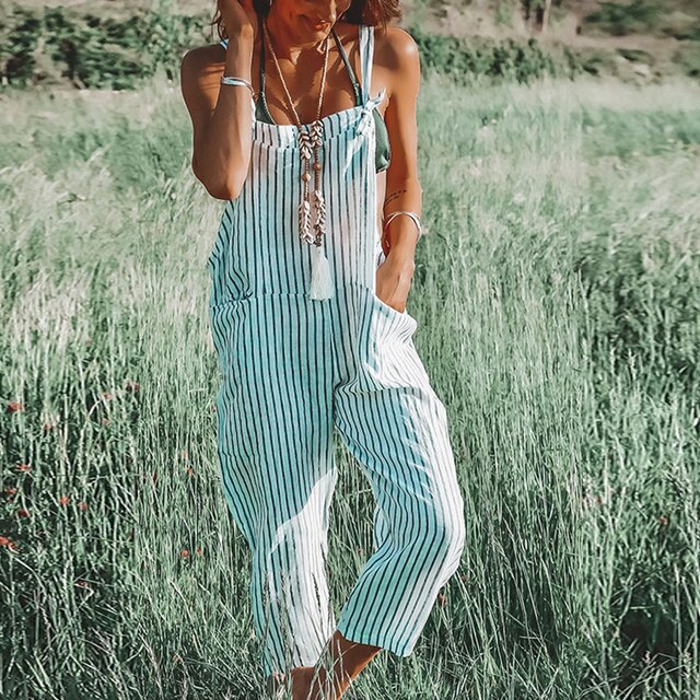 BELLA - Loose-fitting Jumpsuit with Striped Print