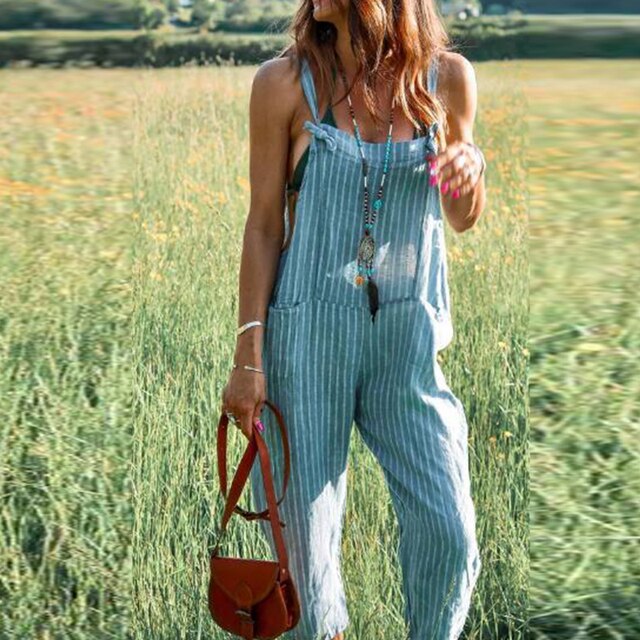 BELLA - Loose-fitting Jumpsuit with Striped Print