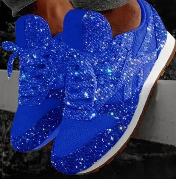 Mefa | Damen Glitzer Sneaker Schnürer Funkelnde Freizeitschuhe