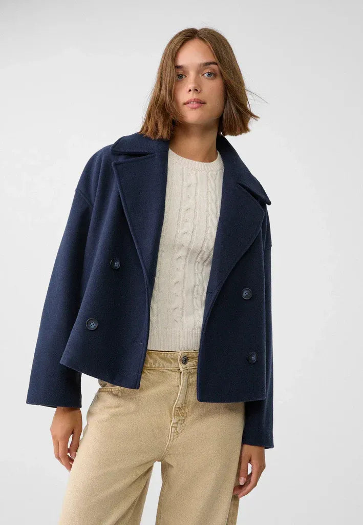 Krohn-e | Cropped Doppelreiher Mantel Boxy Kurze Jacke