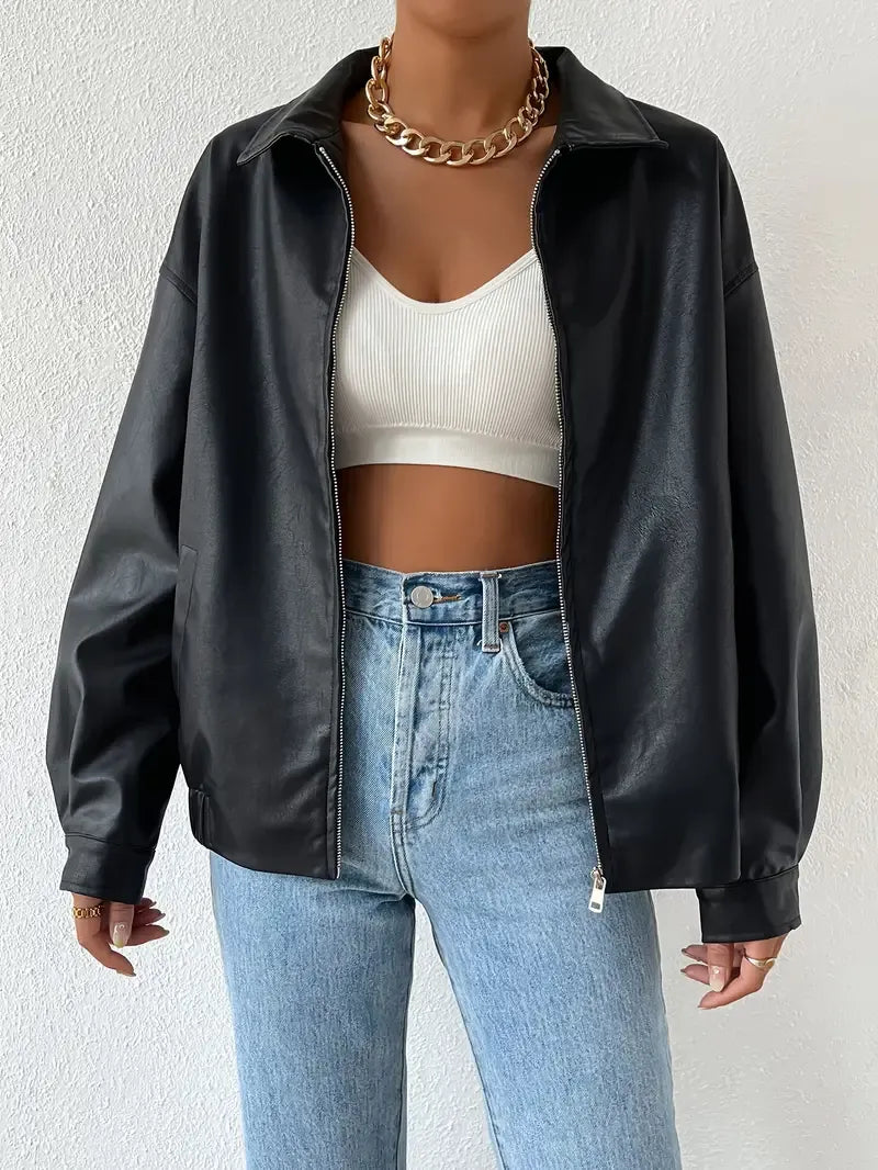 Krohn-e | Kunstleder Reißverschlussjacke
