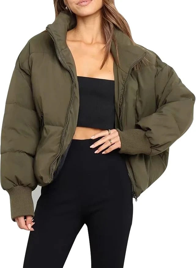 Krohn-e | Kurze Pufferjacke Übergröße Reißverschlussjacke