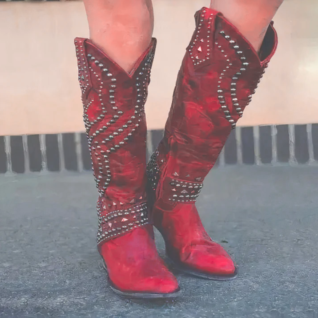 Krohn-e | Niete Lange Dicke Absatzstiefel