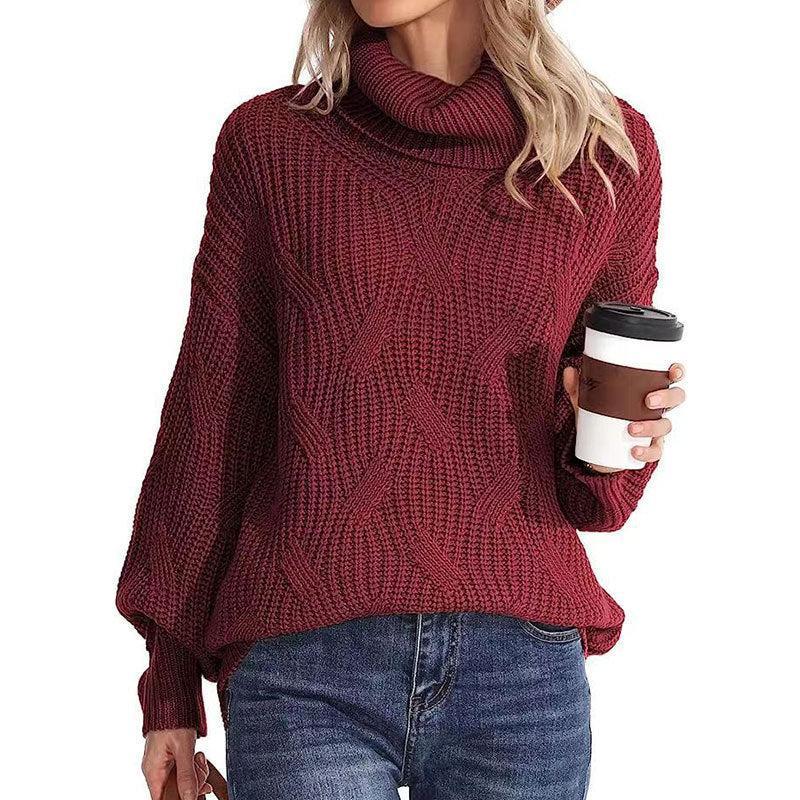 Krohn-e | Pullover - Damen Winter Kabelstrick Rollkragenpullover