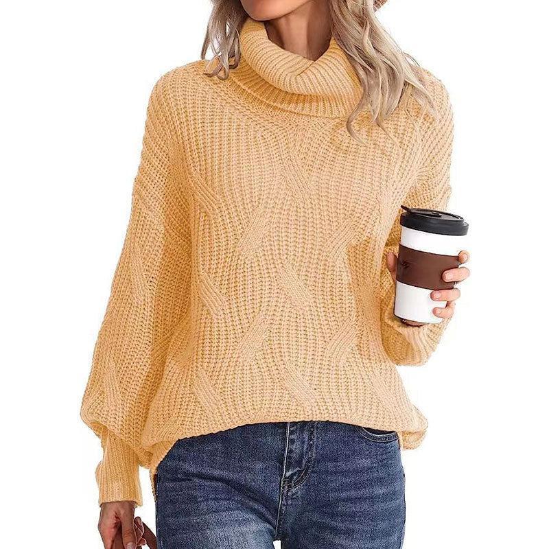 Krohn-e | Pullover - Damen Winter Kabelstrick Rollkragenpullover