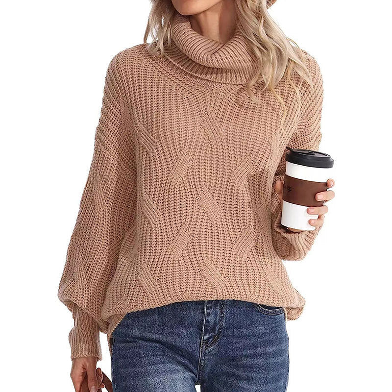 Krohn-e | Pullover - Damen Winter Kabelstrick Rollkragenpullover