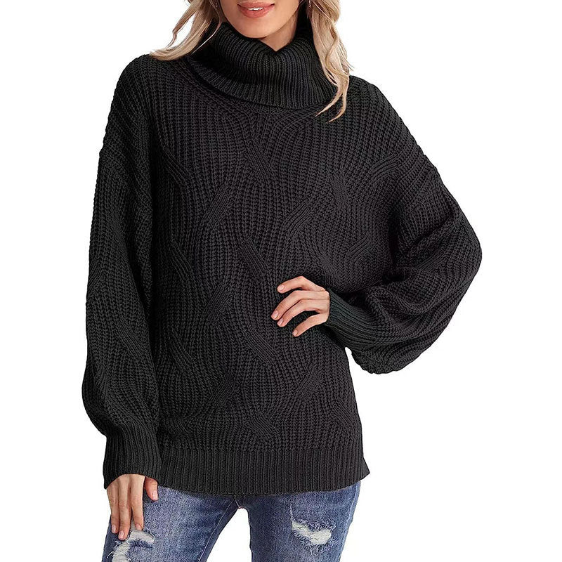 Krohn-e | Pullover - Damen Winter Kabelstrick Rollkragenpullover