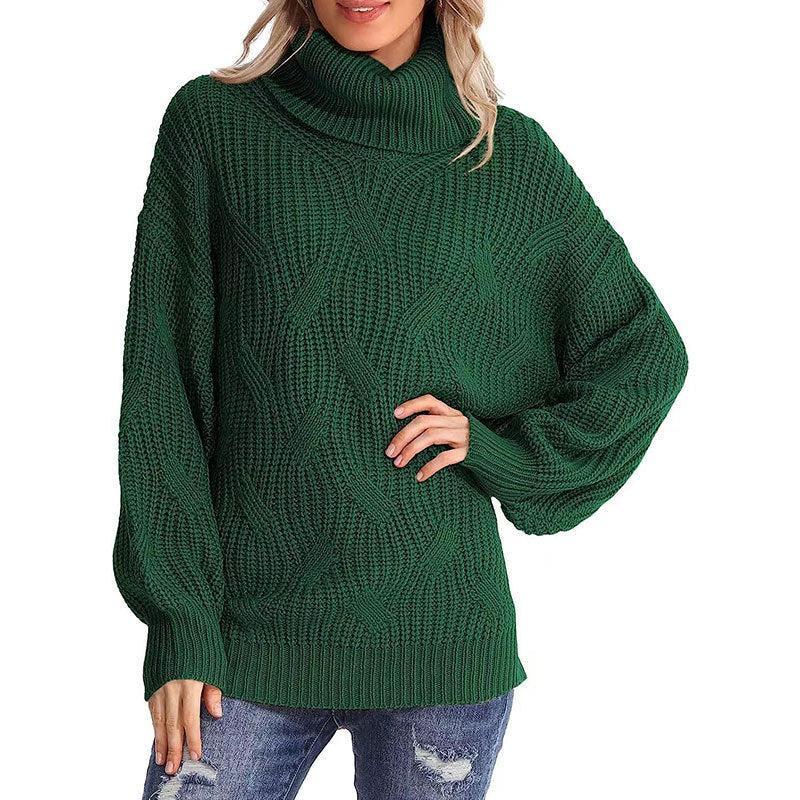 Krohn-e | Pullover - Damen Winter Kabelstrick Rollkragenpullover