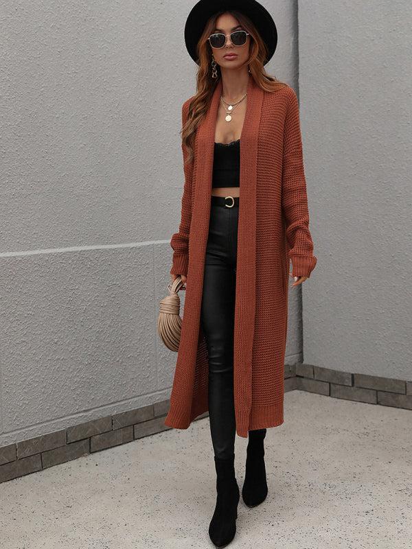 Krohn-e | Strickjacke - Damen Herbst Lange Länge Offene Vorderseite Strickjacke