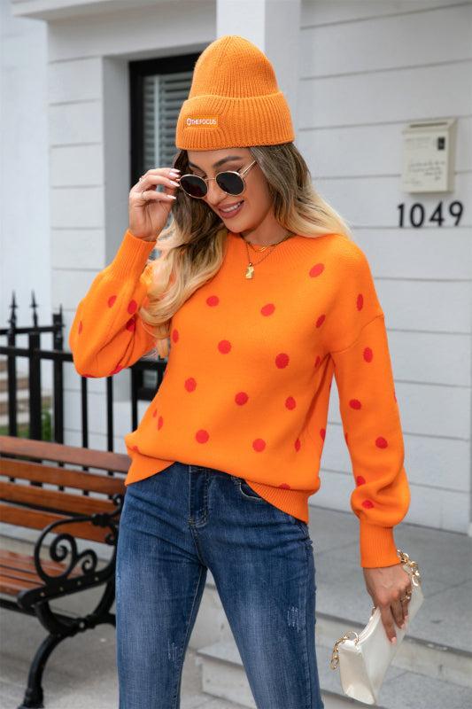 Krohn-e | Pullover - Frauen Winter Polka Dots Strickpullover
