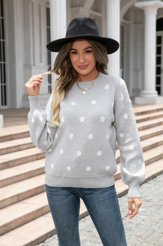 Krohn-e | Pullover - Frauen Winter Polka Dots Strickpullover
