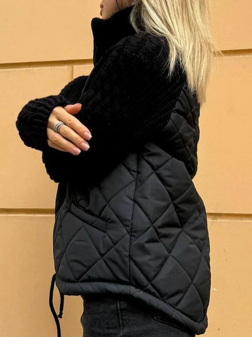 Krohn-e | Gesteppte Jacke Texturierte Ärmel mit Reißverschluss Funnel Neck