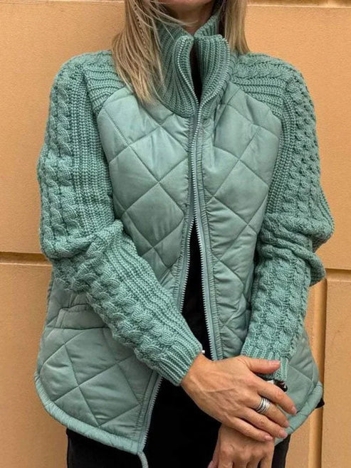 Krohn-e | Gesteppte Jacke Texturierte Ärmel mit Reißverschluss Funnel Neck