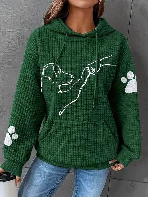 Krohn-e | Übergröße Weicher Damen Kapuzenpullover mit Hund Druck