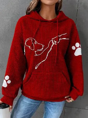 Krohn-e | Übergröße Weicher Damen Kapuzenpullover mit Hund Druck