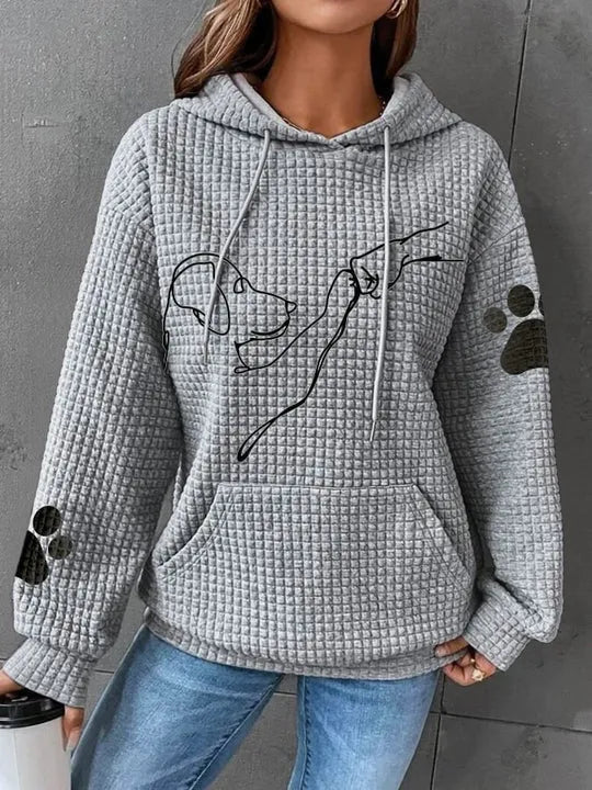 Krohn-e | Übergröße Weicher Damen Kapuzenpullover mit Hund Druck
