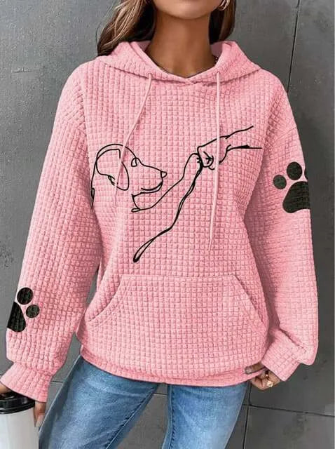Krohn-e | Übergröße Weicher Damen Kapuzenpullover mit Hund Druck