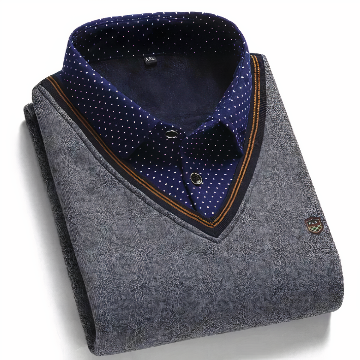 Herren-Pullover mit V-Ausschnitt und Polokragen