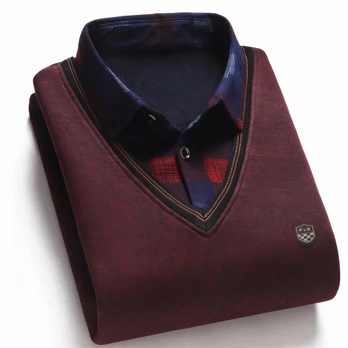 Herren-Pullover mit V-Ausschnitt und Polokragen